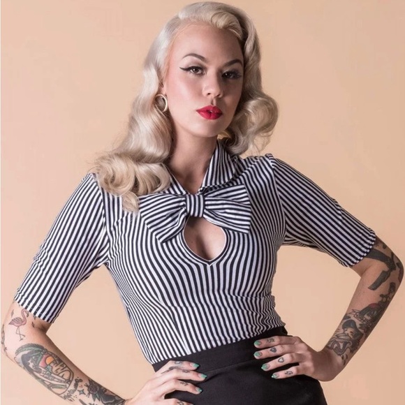 Tatyana All Aboard RED stripe blouse S small - Picture 2 of 8